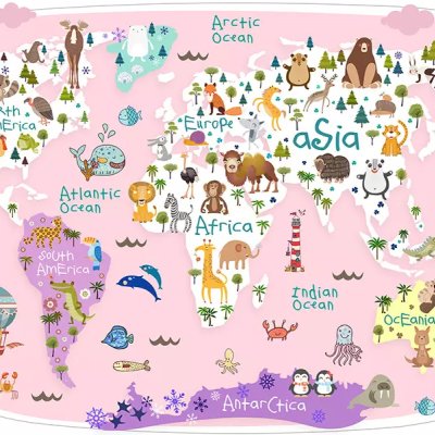 фотообои Карта мира в розовой гамме